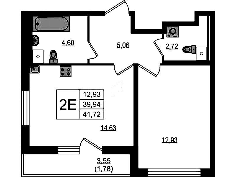 1-комнатная квартира 41.72 м², 1/19 эт., ЖК «Master Place»
